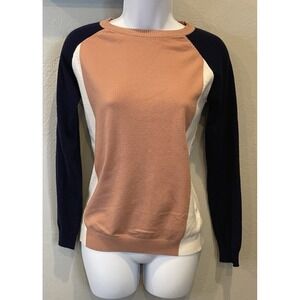 Polagram Sweater Womens Medium Long Sleeve Top Pink White Blue